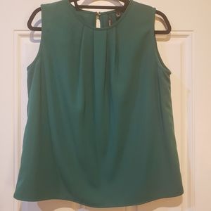 Mango round neck sleeveless green top EUC L/8